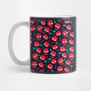 An red and blue halloween skeleton pattern (halloween, witch, spooky, ghost, cat, cute, witchy, skeleton, creepy, halloween, goth, horror) Mug